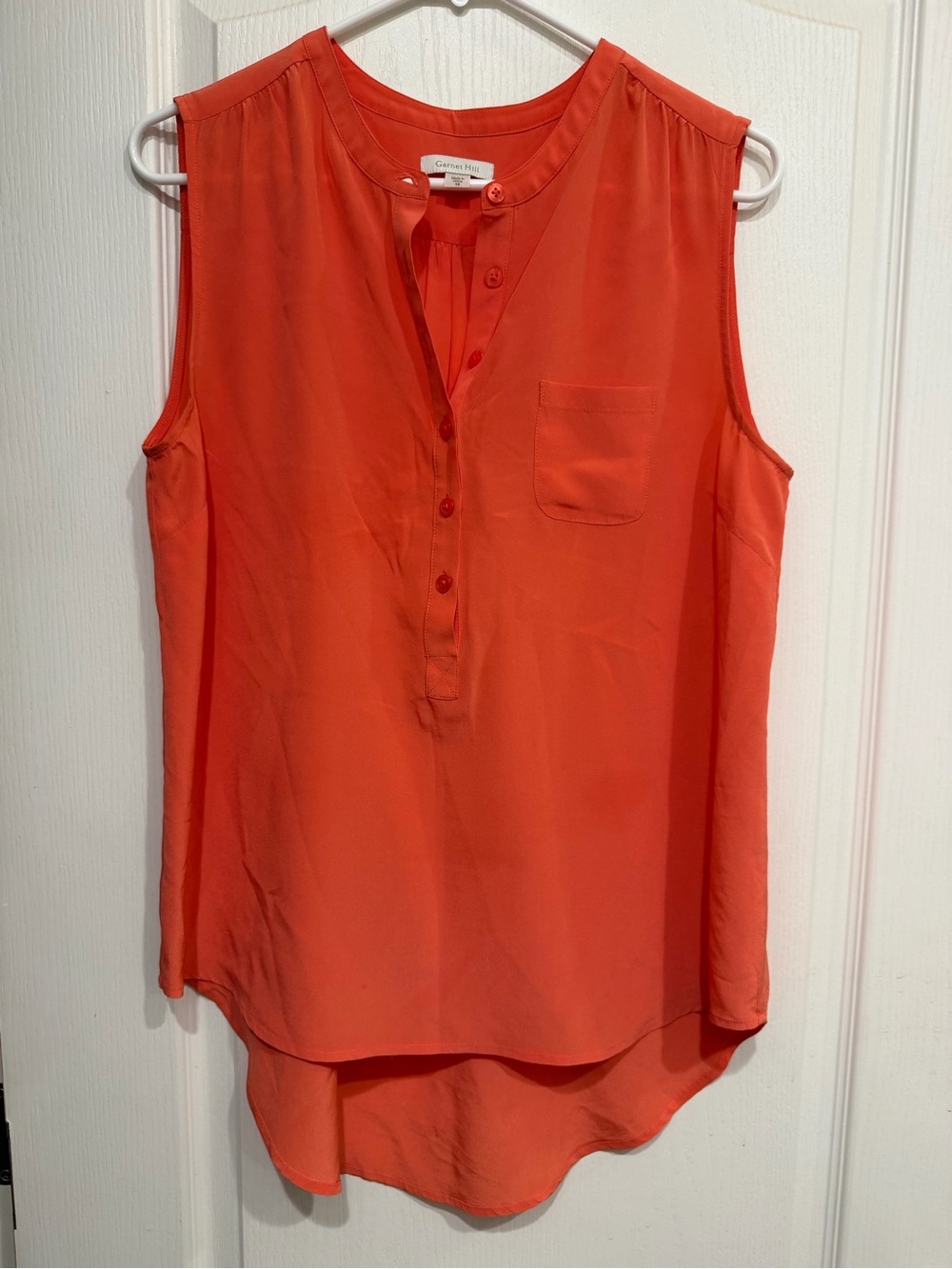Garnet Hill Sleeveless Henley Camisole in Coral